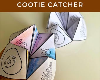 The Symbols of Lent Cootie Catcher, Sunday School Bible Activity, Symbols of Lent Paper Craft Kids, Christian Homeschool Printable Activity