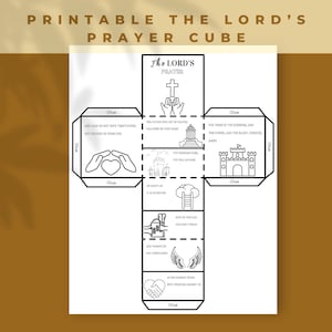 Printable The Lord&#39;s Prayer Cube ,Bible Coloring Page Learning Sheet, Bible Verse Sunday School Activity, Scripture Craft, Prayer Activity