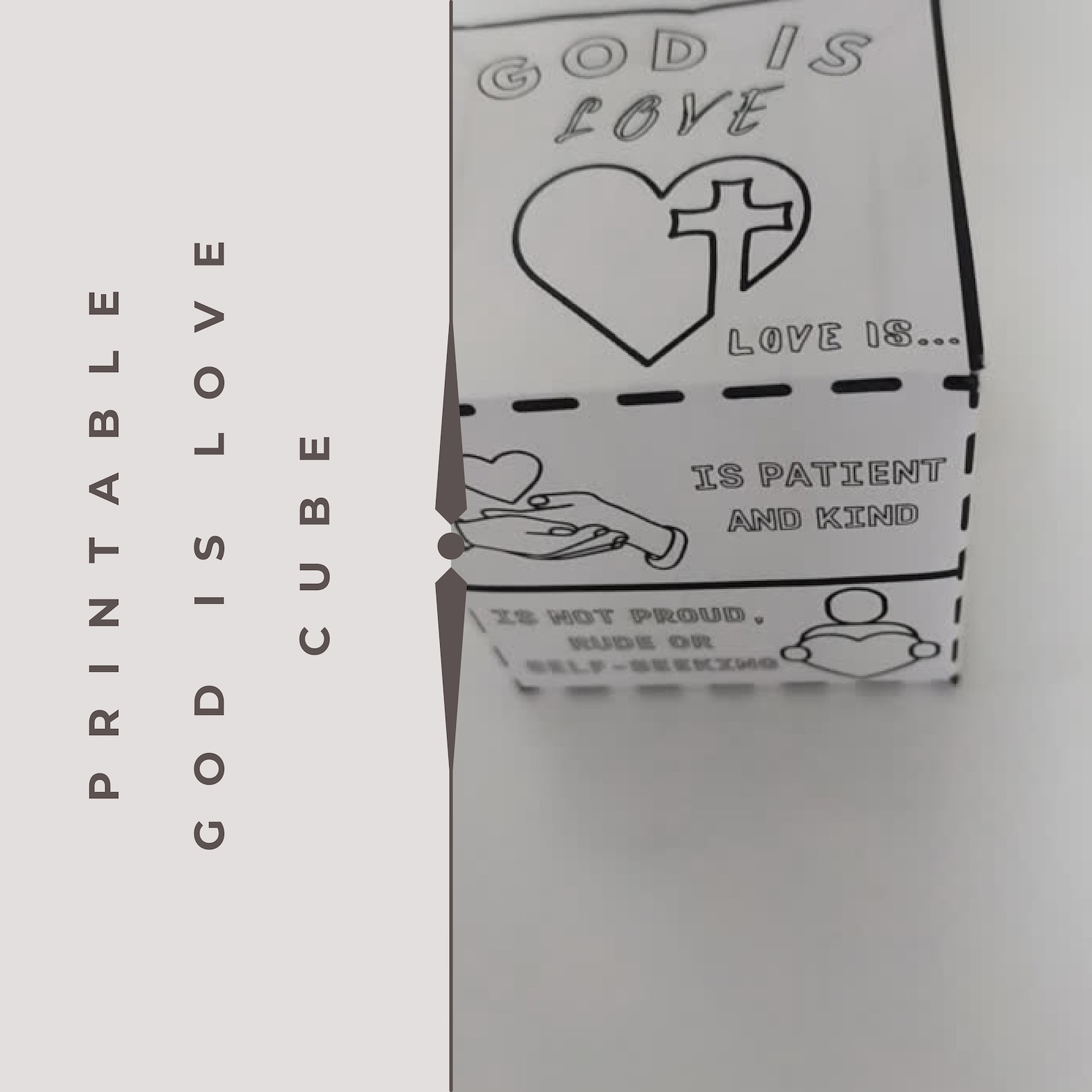 God is Love Coloring Cube,printable Bible Coloring Page Learning Sheet ...