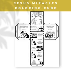 Jesus Miracles Coloring Cube, Bible Activity for Kids, Miracles of Jesus Printable Cube, Christian Craft for Children, Sunday School Craft