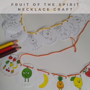 Galatians 5:12-13 Fruit of the Spirit Necklace Craft, Fruit of the Spirit Activity, Homeschool Worksheet, Printable Sunday School Craft