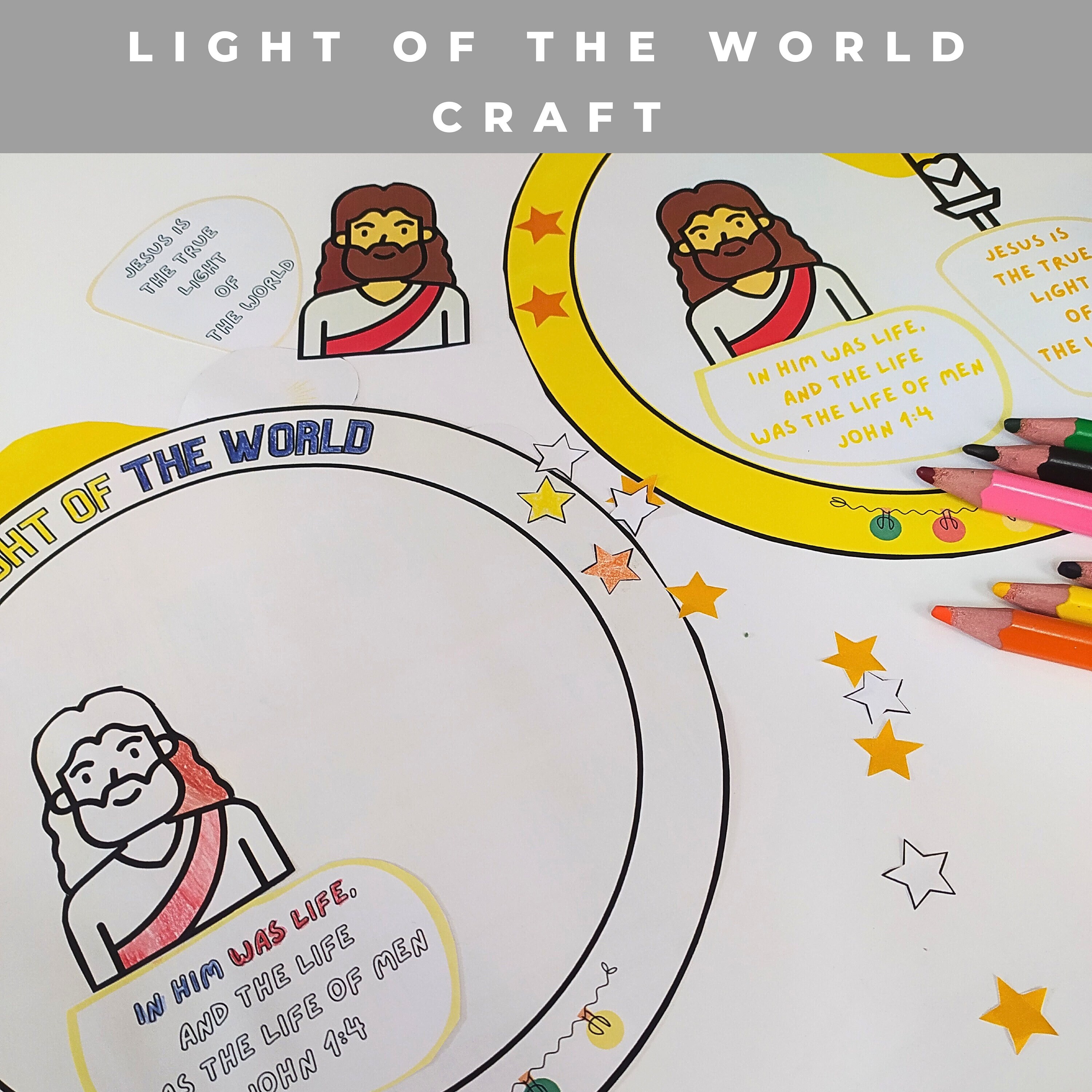 Light of the World Craft, Printable Sunday School Lesson, Christian ...