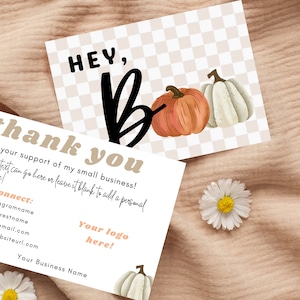 Editable Logo Thank You Card, DIY, Canva Template, Digital Instant Download, Small Business Insert, Halloween, Fall, Hey Boo
