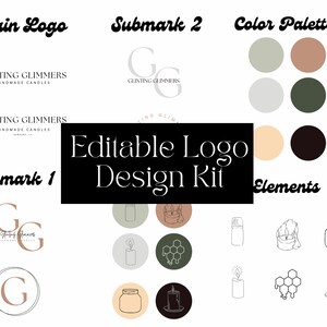 Editable Logo Template, DIY Logo, Canva Template, Digital Instant Download, Business Logo, Submarks, Watermarks, Boho, Earthy, Candle Making