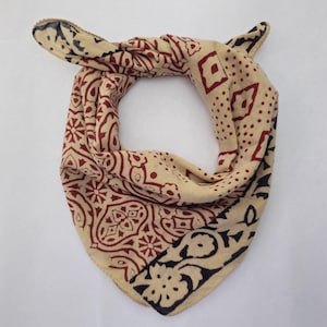 Organic Cotton Paisley Bandana Scarf: Hand Block Print