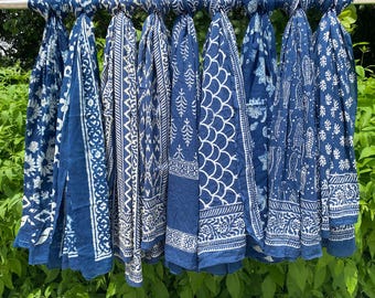 Hand Block Print Cotton Beach Sarong: Floral Pareo Scarf