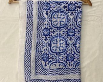 Hand Block Print Cotton Sarong: Jaipur Beach Scarf