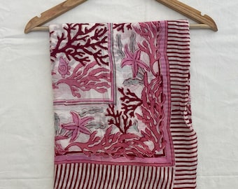 Puur katoenen sarong wrap strand wikkelrok handgemaakte Indiase pareo ambachtelijke blok gedrukt sarong lichtgewicht katoen pareo boho beach cover-up