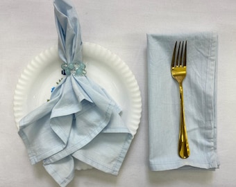 Sky Blue Cotton Dinner Napkins, Reusable Cloth Napkins, 150 Pack
