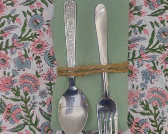 Sage Green Cotton Napkins: Washable Reusable Table Linens