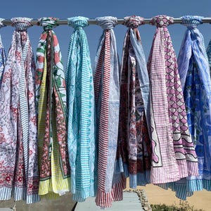 Hand Block Print Cotton Sarong Set OF 10 : Indian Beach Scarf, Bachelorette Gift