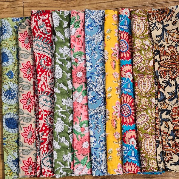 50 Pack Assorted Block Print Napkins Natural Cotton Cloth Napkins, Cocktail Dinner Table Napkins Set Boho Style Reusable Table Cloth Napkins