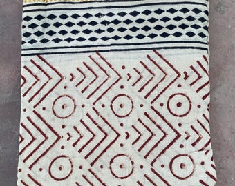 Handmade Indian Sarong Lightweight Cotton Beach Wrap Skirt Bagru Print Cotton Sarong  Bohemian Swim Cover Up Resort Wear