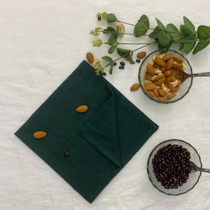 Emerald Green Cotton Napkin: Stonewashed Shabby Chic Table Decor