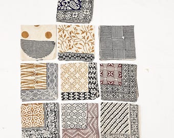 Set of 10 Organic Cotton Bandanas: Hand Block Print Paisley Scarves