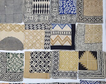 Set of 40 Organic Cotton Bandanas: Hand Block Print Paisley Scarves