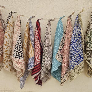 Set van 10 Indiase katoenen bandana sjaal, sjaal, halsdoek, stropdas, hijab, handgemaakt cadeau voor moeder, vader, vrouw, echtgenoot, vriendin, vriendin