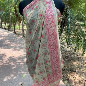 Hand Block Print Cotton Beach Sarong: Lightweight Cover-Up