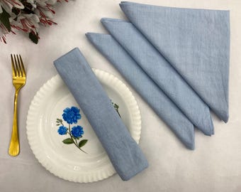 Sky Blue Cotton Napkins (100 Pack) – Stonewashed Reusable Table Decor
