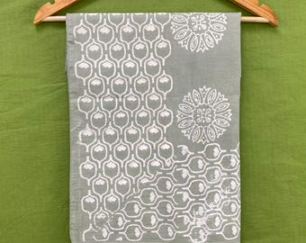 Floral Cotton Sarong: Hand Block Print Beach Cover-Up (42" X 70")