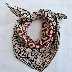 Organic Cotton Bandana Scarf: Hand Block Print Paisley Design