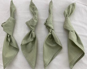 Sage Green Cotton Napkins: Soft Stonewashed Reusable Table Linens
