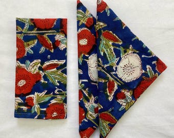 100% Cotton Napkins Set – Handcrafted Block Print Table Napkins for Dining