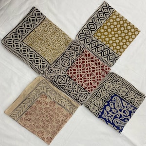 Organic Cotton Bandana Scarf Set: Hand Block Print Paisley Design