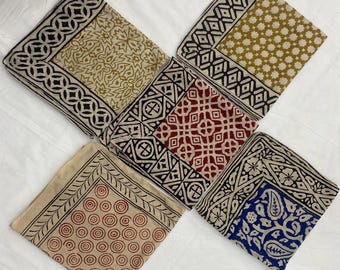 Organic Cotton Bandana Scarf Set: Hand Block Print Paisley Design