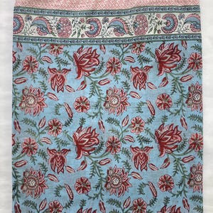 Hand Block Print Cotton Sarong: Beach Cover-Up Scarf