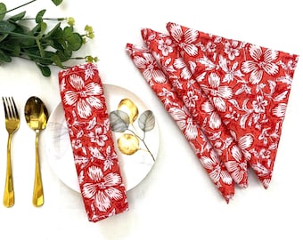 Servilletas de algodón con estampado floral naranja - Estilo rústico