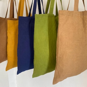 Stonewashed Linen Tote Bag: Reusable Market Bag, Indian Fabric