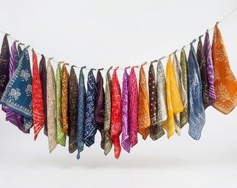 Wholesale Block Print Bandana Lot, Hand Printed Scarf Bundle, Organic Cotton Bandana Scarf: Paisley Hand Block Print (21"x21")