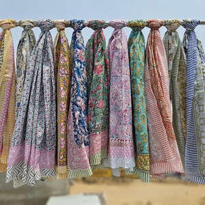 Katoenen strandsarong met handblokprint: pareo van zachte voile