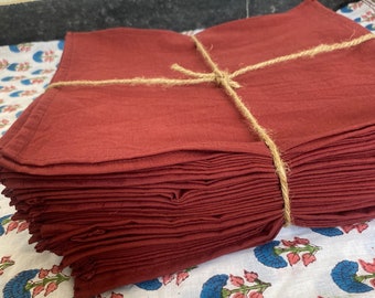 Lot de 50 serviettes de table en lin rouge bordeaux, serviettes en tissu, serviettes rouges, serviettes bordeaux, table de Noël, table de fêtes, lot de serviettes