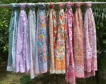 Bufanda de sarong de algodón con estampado de bloques Venta al por mayor Sarong Beach Sarong Indian Scraf Summer Pareo Women's Large Sarong Floral Beach Cover-Up