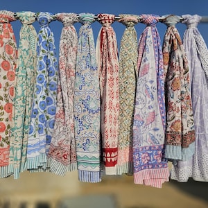 10 Pcs Hand Block Print Cotton Sarong: Indian Beach Scarf, Bachelorette Gift