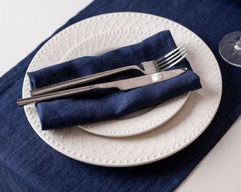 Navy blue Cotton napkins. Softened Cotton napkin set. Wedding napkins. Dinner napkins. Cloth napkins. Handmade table Cotton