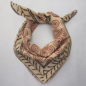 Organic Cotton Paisley Bandana Scarf: Hand Block Print