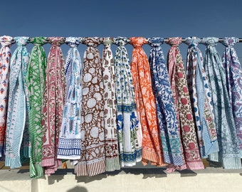 Bufanda de algodón con estampado de bloques a mano de la India variada, pareos de playa, pareos suaves de verano, lote surtido al por mayor