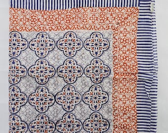 Hand Block Printed Cotton Sarong – Lightweight Summer Beach Wrap – Boho Wrap Skirt”