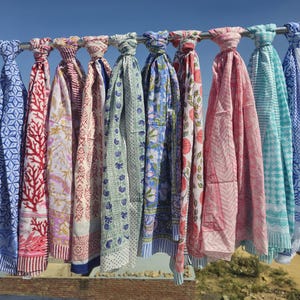 Indian Beautiful Hand Block Print Beach Sarongs Soft Cotton Fabric Summer Pareo Assorted Wholesale Lot Bikini Cover Up Scarf Pareo