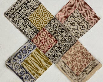 Organic Cotton Bandana Set: Hand Block Print Paisley Scarf, Vibrant Colors
