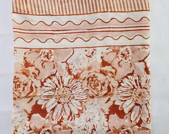 Orange Floral Sarong Hand Block Printed Cotton | Indian Boho Beach Wrap | Lightweight Summer Scarf Pareo
