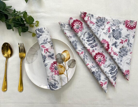 Handbedruckte Baumwoll-Servietten (Set von 100) - Boho Hochzeit Tischdekoration
