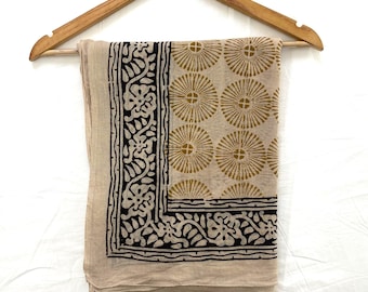 Hand Block Printed Cotton Sarong: Beach Wrap Scarf