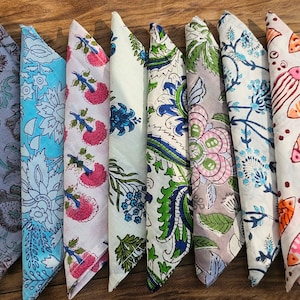 Tovaglioli stampati a blocchi fatti a mano indiani, tovaglioli di cotone, tovaglioli lavabili per tovaglie, tovaglioli hippie, tovaglioli da sposa, set di tovaglioli con stampa assortita,