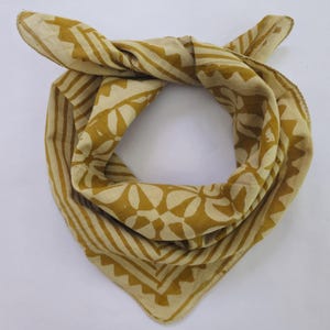 Organic Cotton Bandana Scarf: Hand Block Print Paisley Design
