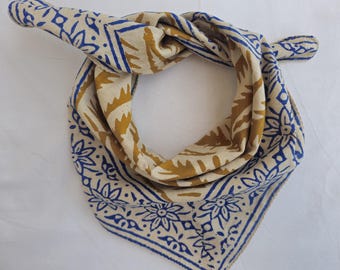 Hand Block Print Baumwolle Bandana: Boho Hals Schal