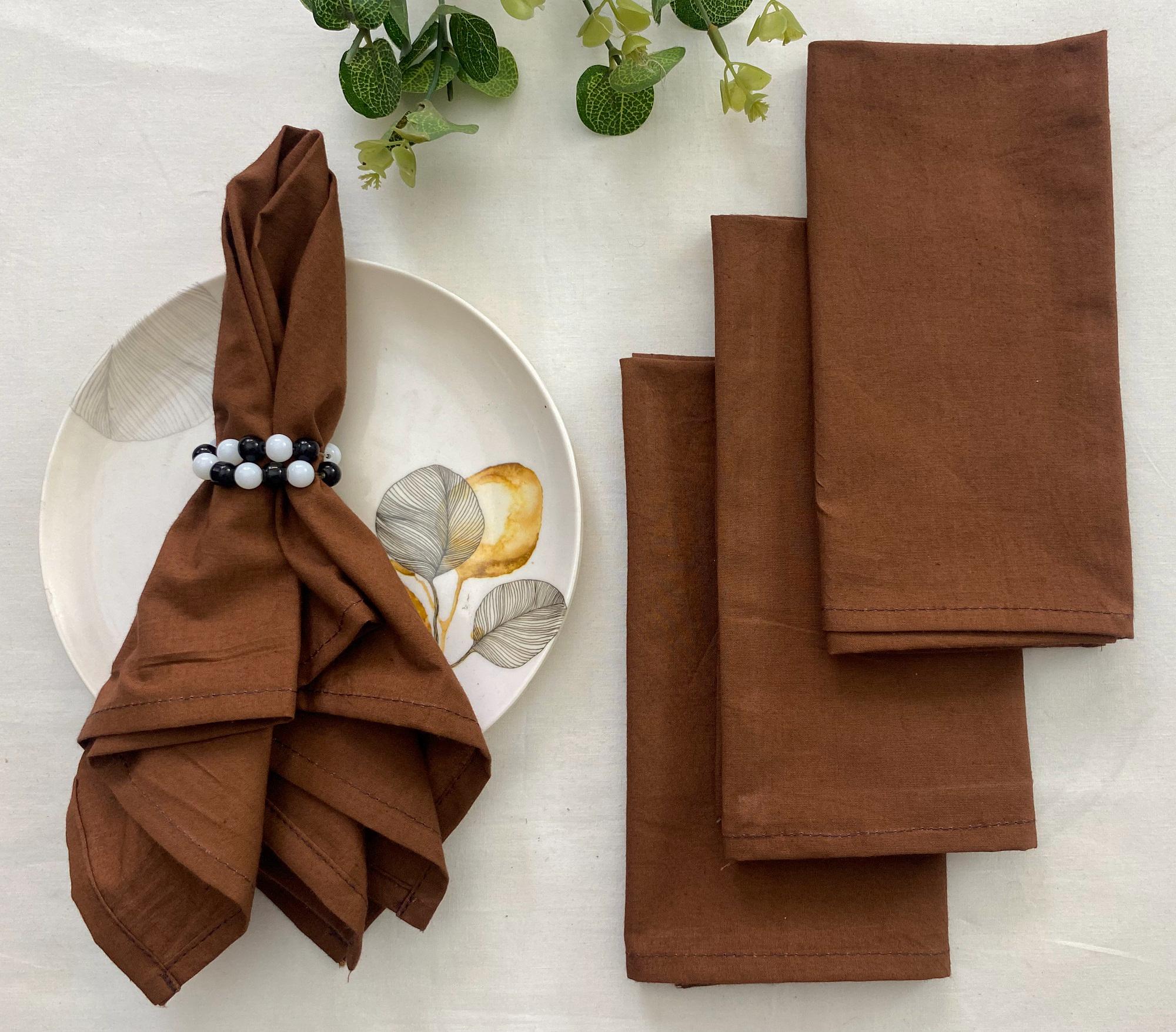 brown Cotton cocktail napkins wedding table decor, Dark brown cloth napkins for rustic home decor, Wedding napkins custom napkins